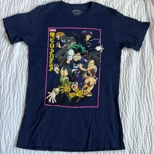 Navy Graphic T-Shirt with Anime Characters *